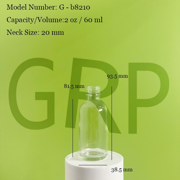Flint (Clear) Boston Round Glass Bottle 2 OZ With White Cap